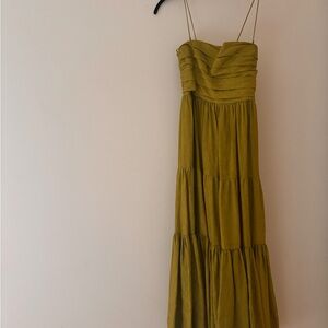 La Ligne Elegant Olive Green Tiered Dress